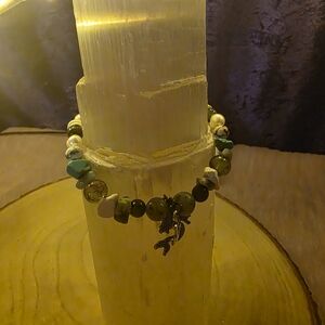 Green Stone Beaded Bracelet Natural Style
